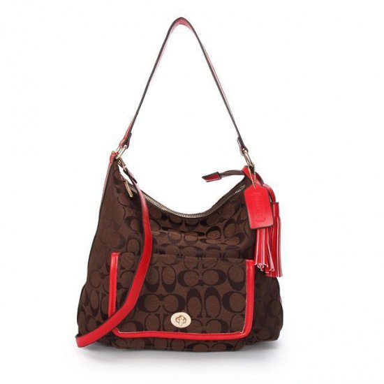 Coach Kristin In Signature Medium Coffee Shoulder Bags APN Coach Kristin In Signature Medium Coffee Shoulder Bags APN
